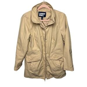 Lands End Full Zip Windbreaker Jacket Beige
